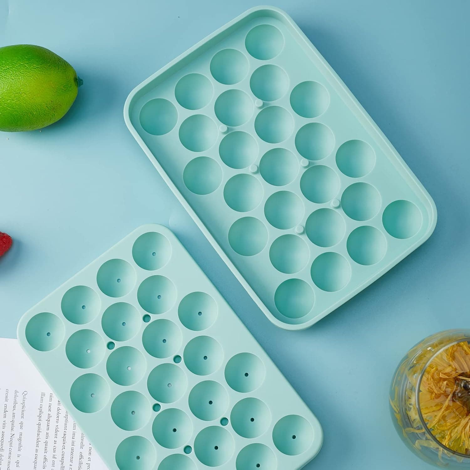 Obsoorth green silicone ice ball tray cavity detail