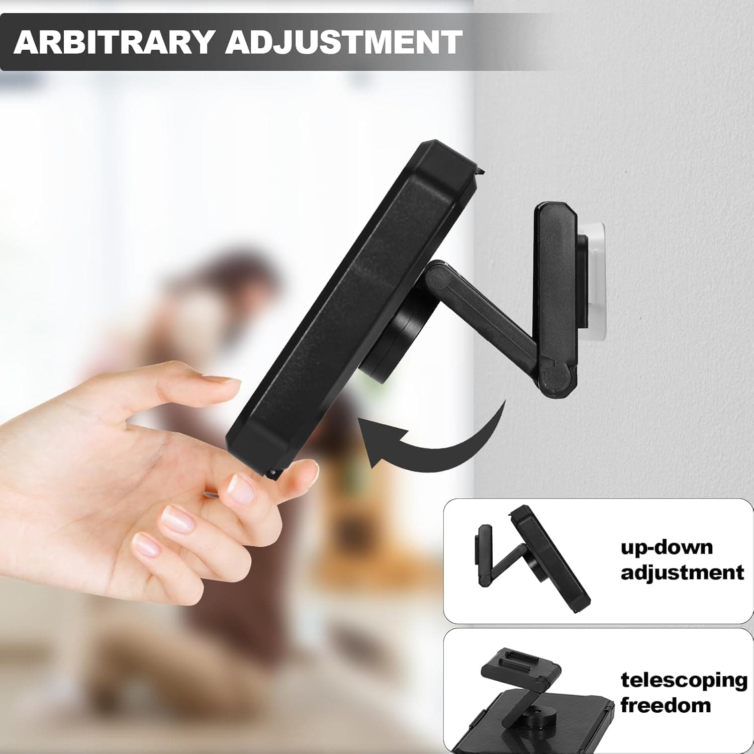 Adjustable wall mount on the Obsoorth black shower phone holder