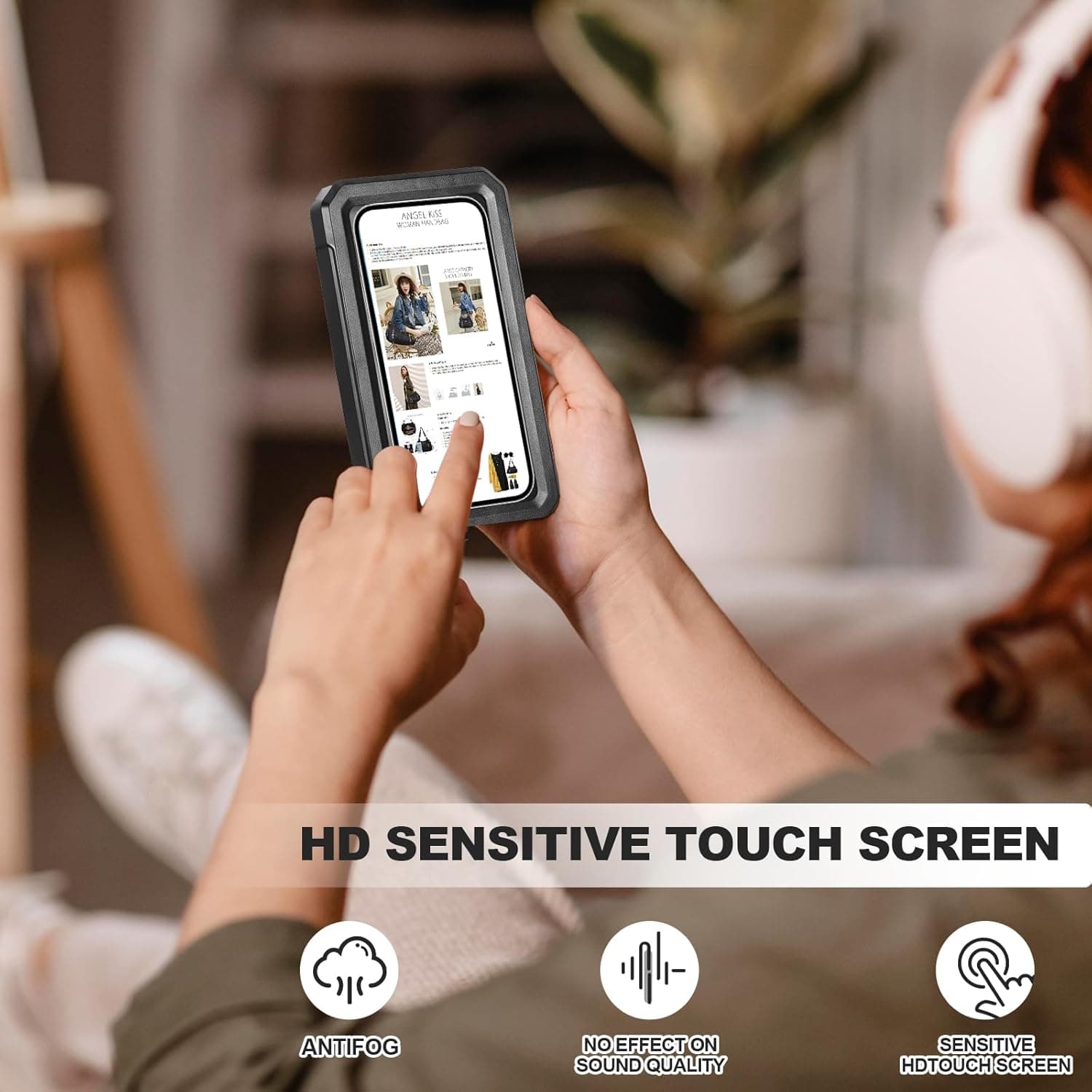 Touch screen use with the Obsoorth black shower phone holder