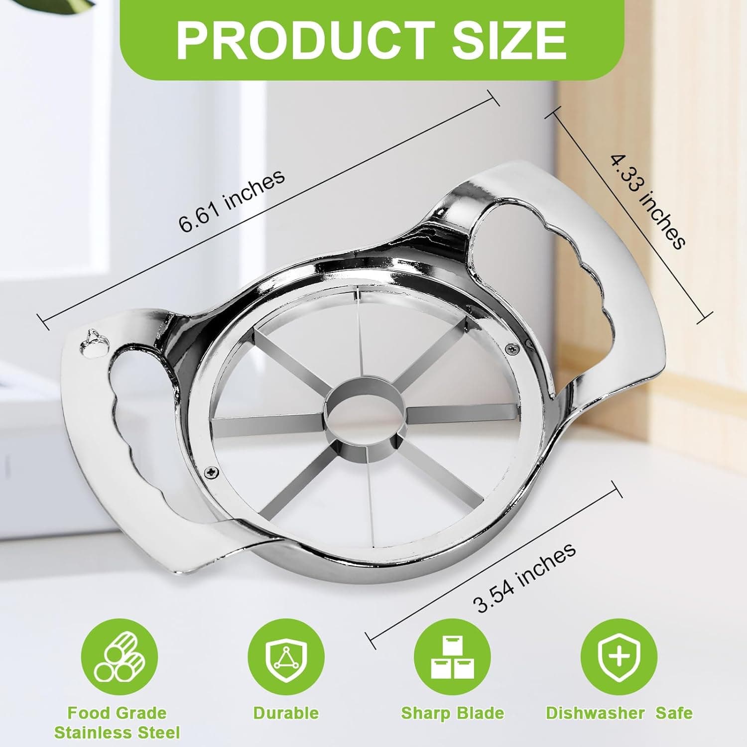 Dimensions of the Obsoorth 8-blade apple slicer
