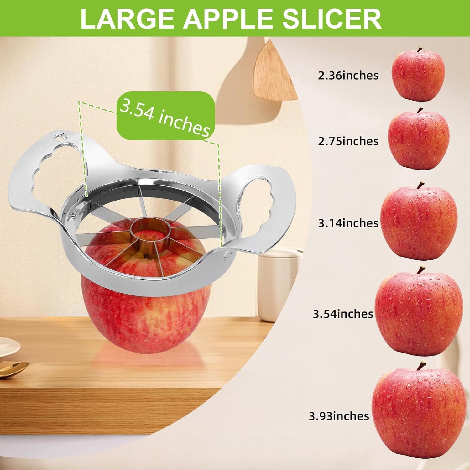 Apple size guide for the Obsoorth 8-blade slicer