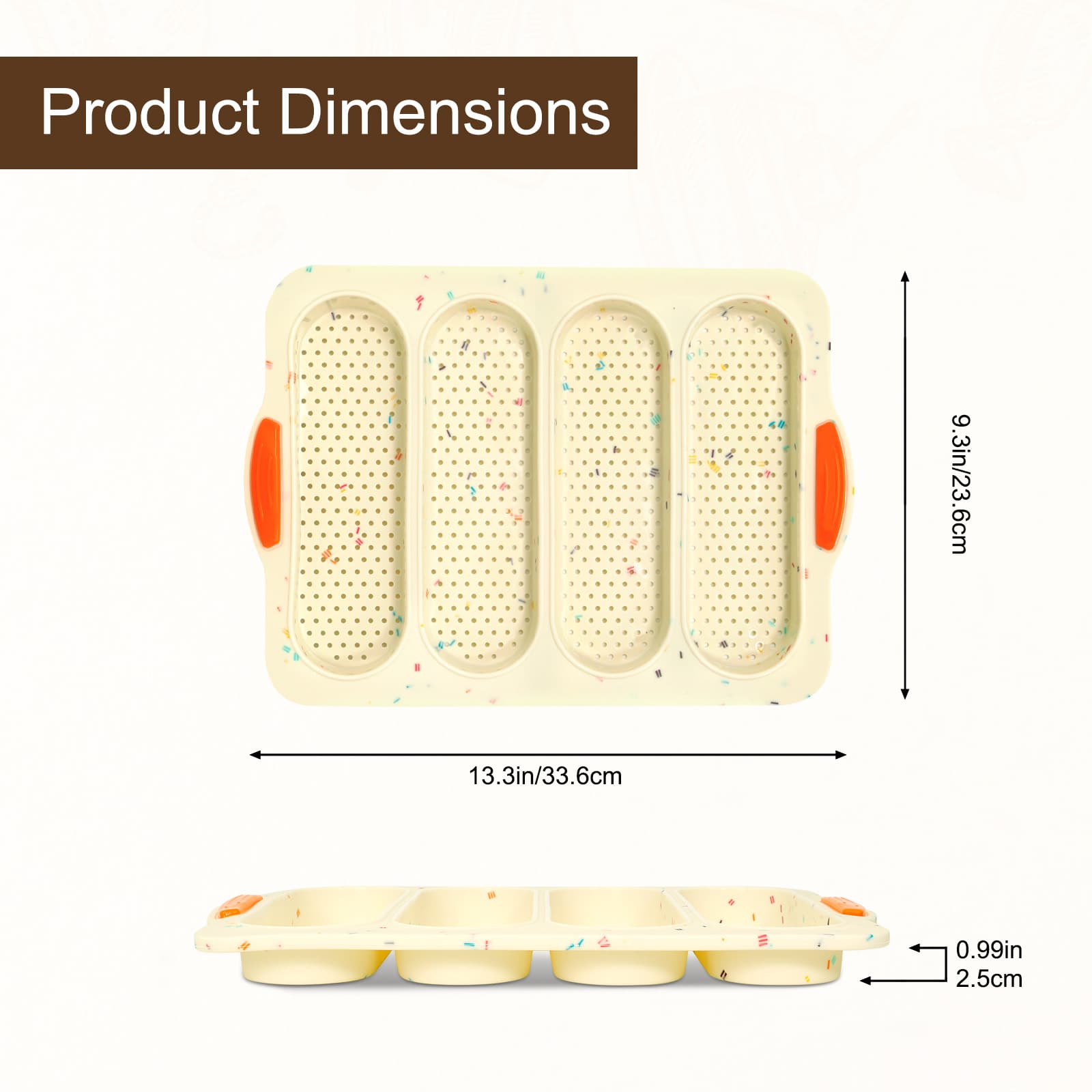 Obsoorth beige four-cavity bread loaf pan dimensions