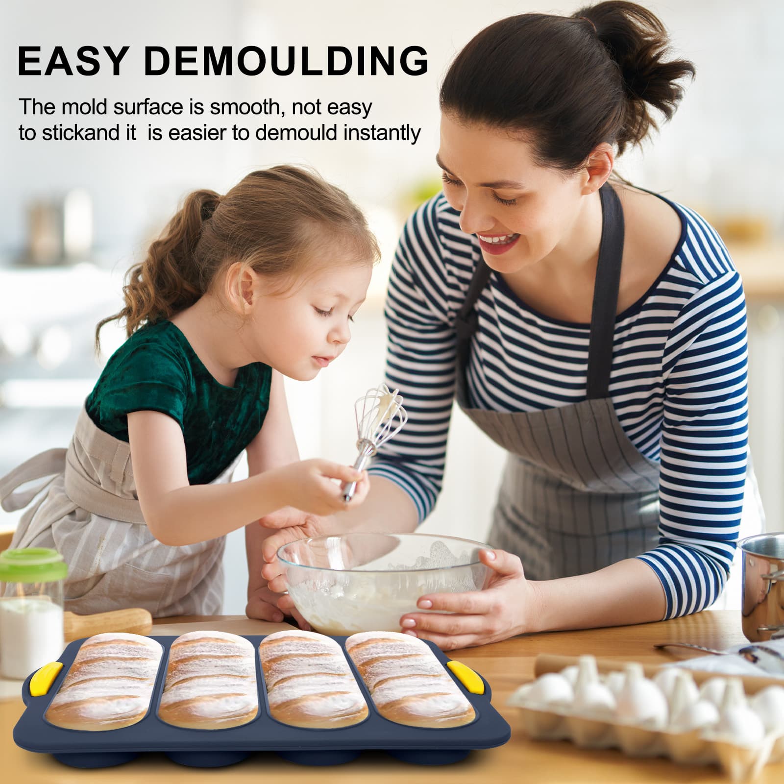 Smooth silicone cavities designed for easy bread release