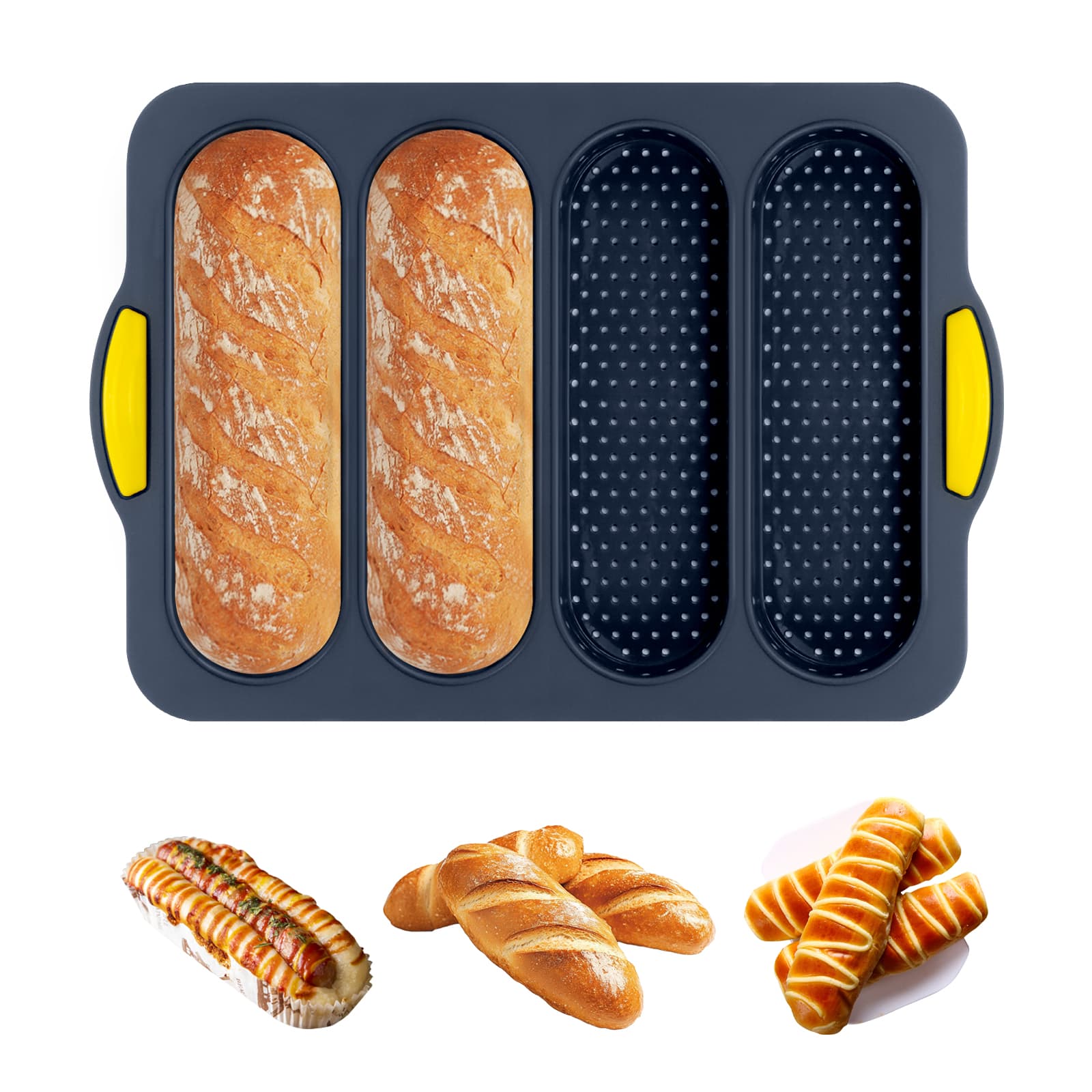 Obsoorth gray four-cavity silicone bread loaf pan