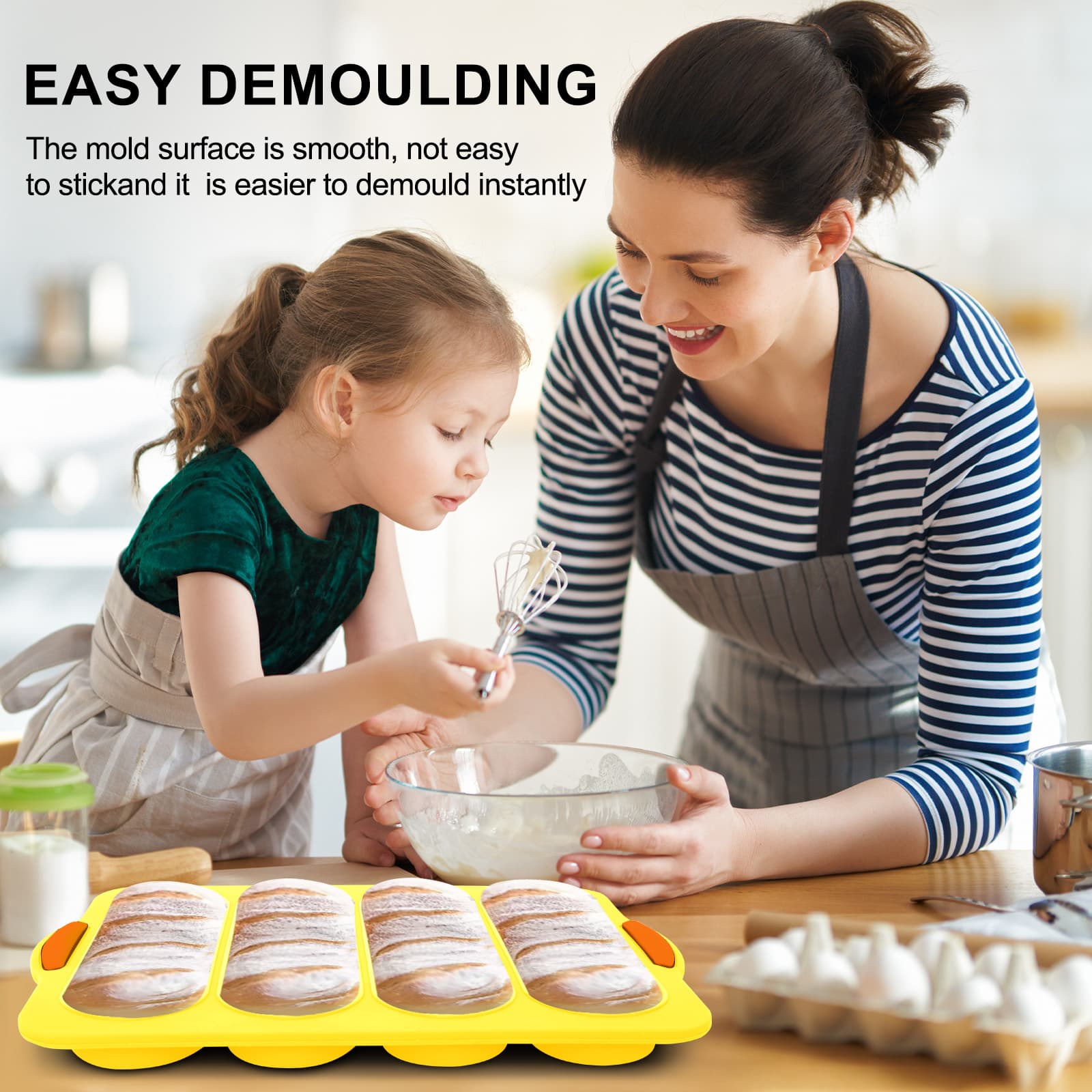 Smooth silicone cavities designed for easy bread release