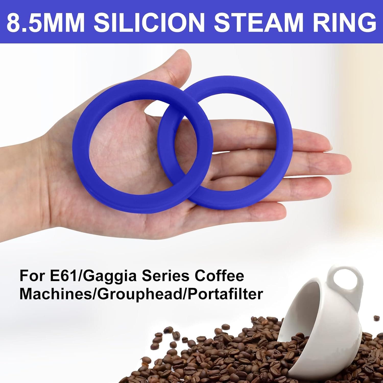 Obsoorth blue 8.5 mm silicone group gaskets shown in hand