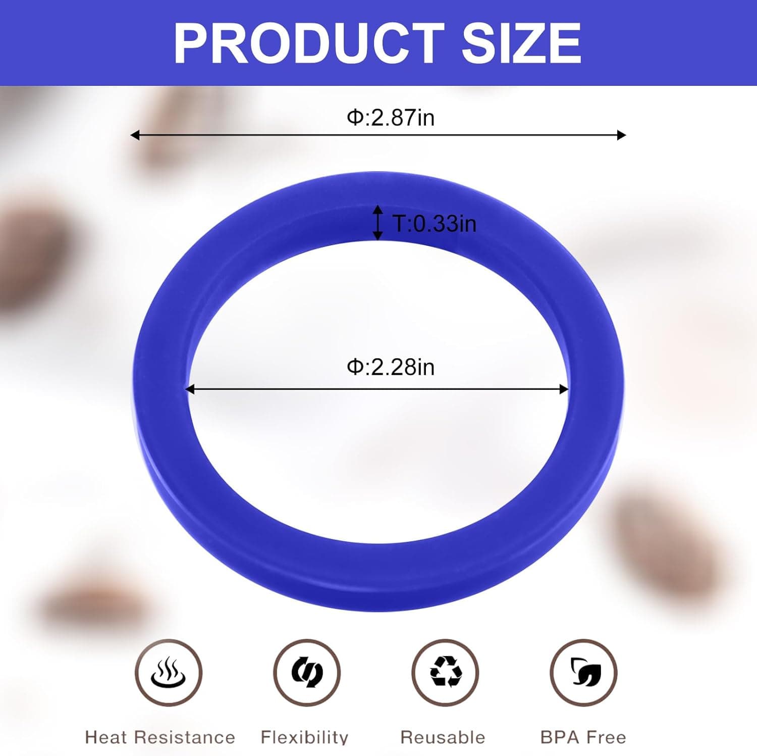 Dimensions of the Obsoorth blue E61 8.5 mm silicone group gasket