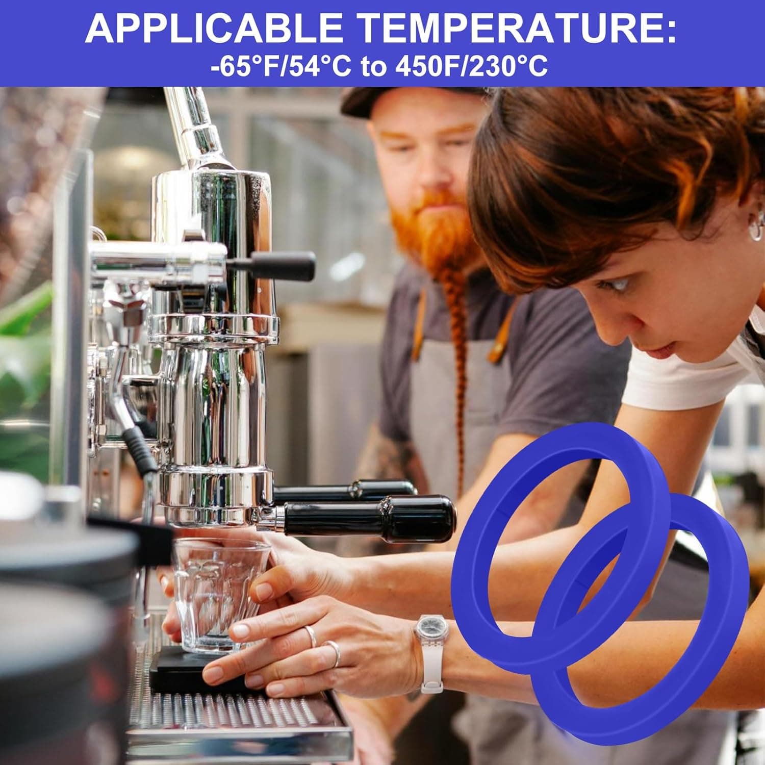 Temperature range for the Obsoorth blue E61 silicone group gasket
