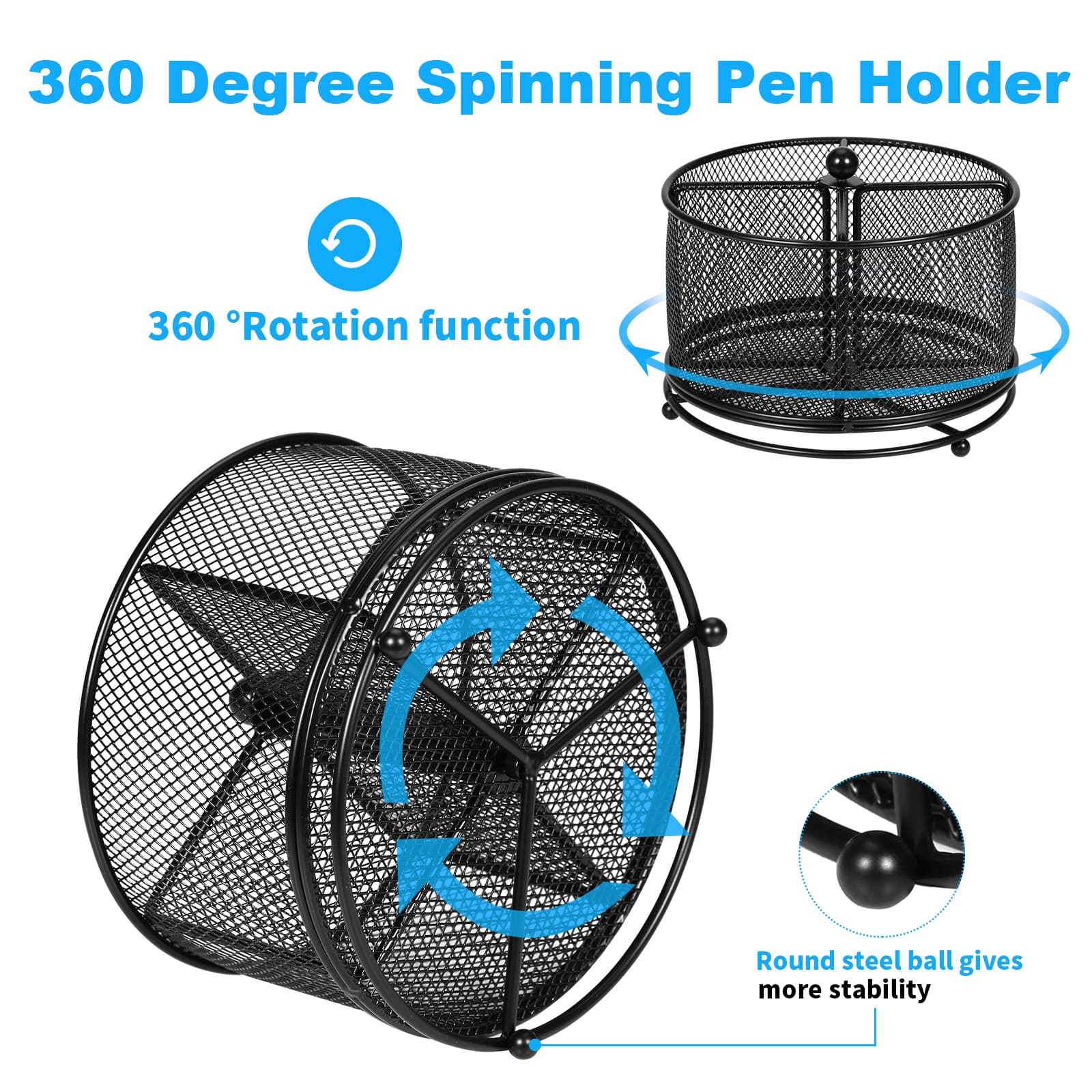 Obsoorth mesh pen organizer rotating on its round base