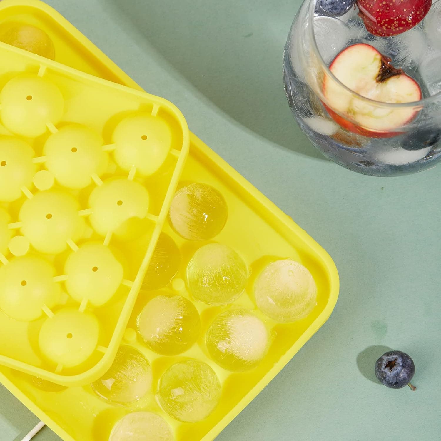 Obsoorth yellow ice tray cavities and small round ice balls