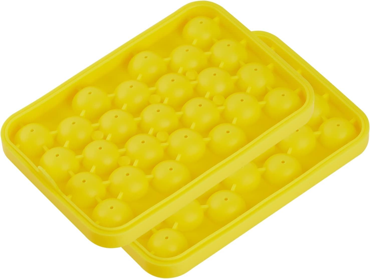 Obsoorth yellow silicone round ice ball trays, two-pack