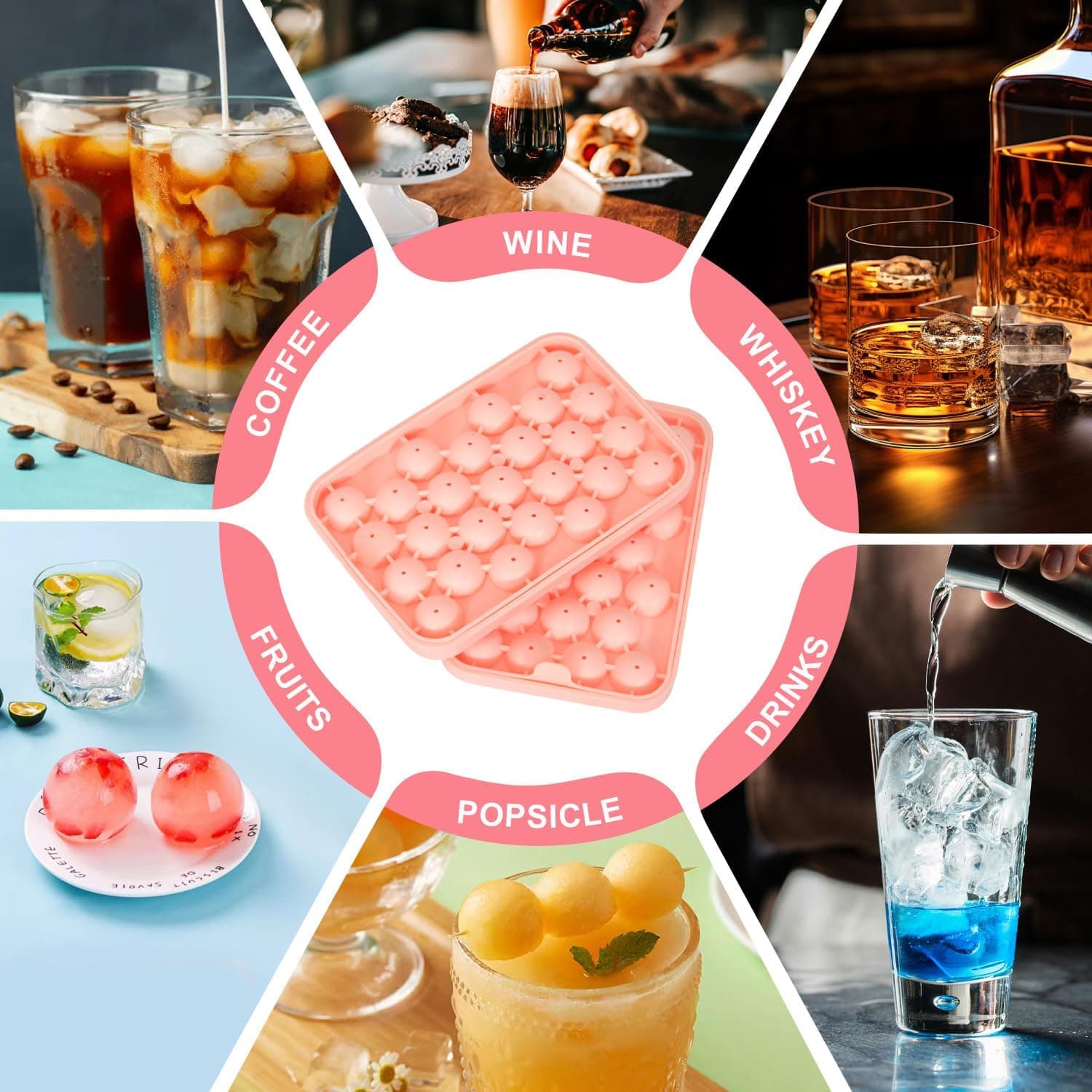 Pink Obsoorth round ice tray cavities