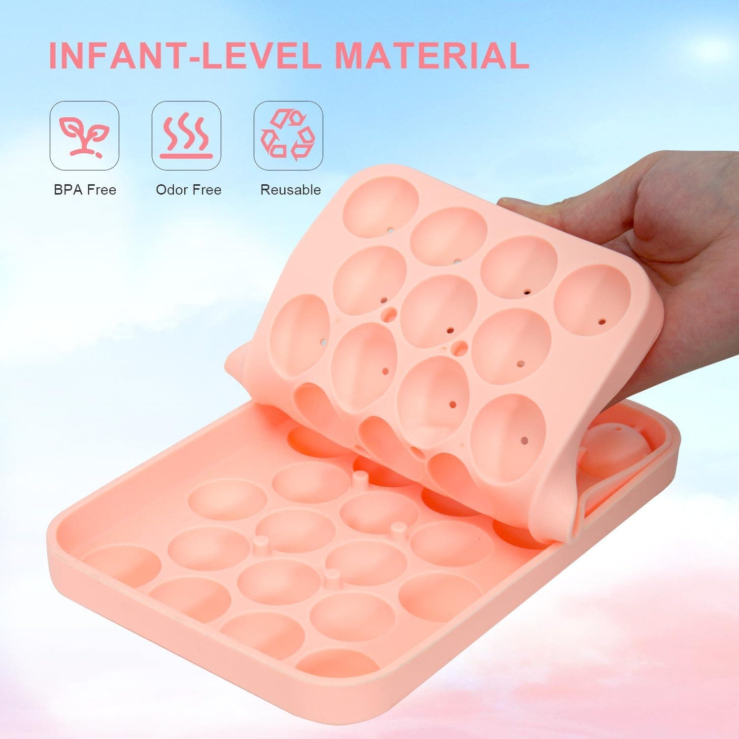 Pink Obsoorth round ice mold in use