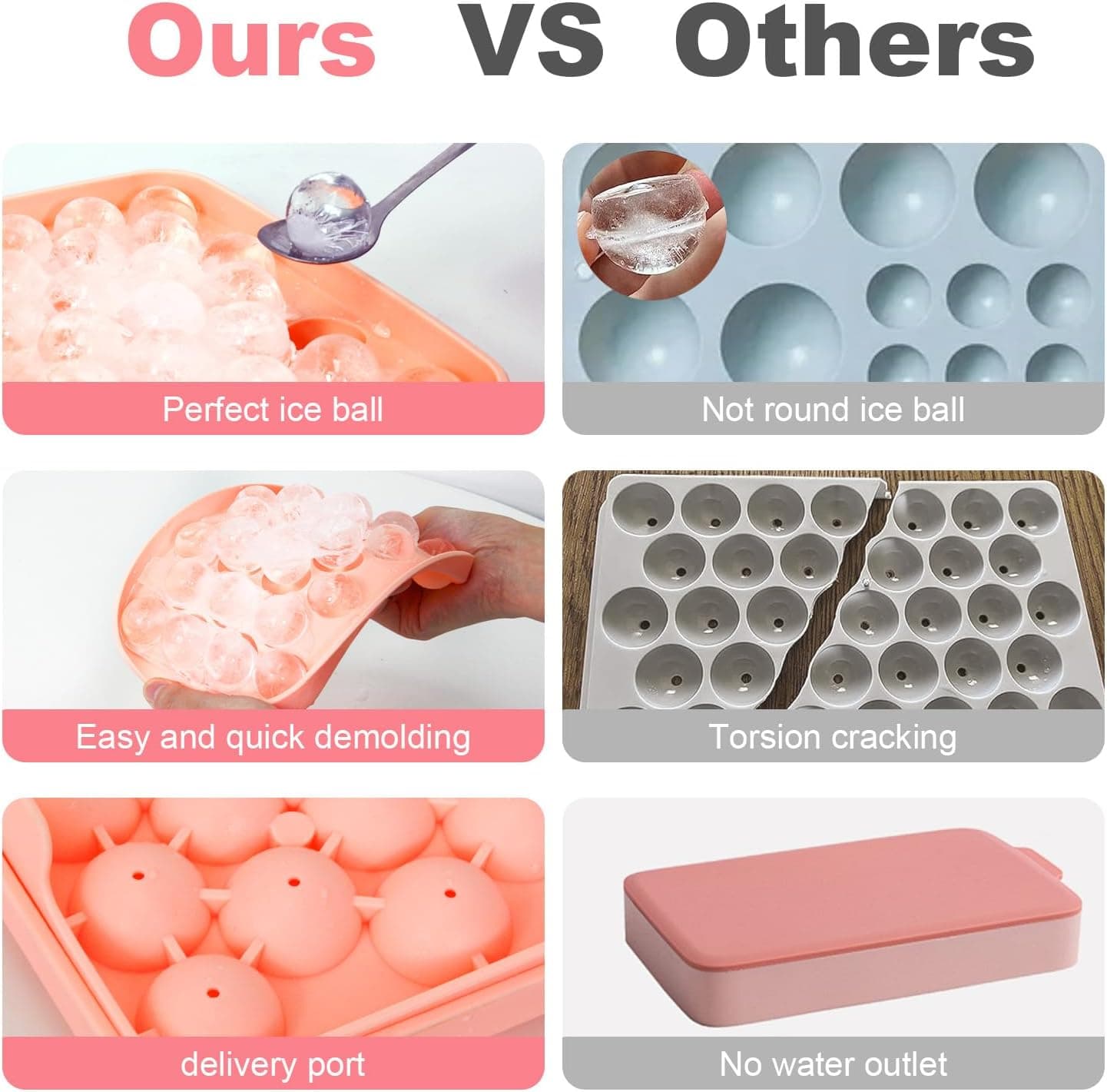 Obsoorth pink ice ball tray two-pack detail