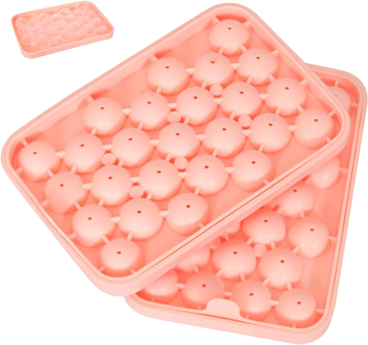 Obsoorth pink round silicone ice ball trays, two-pack