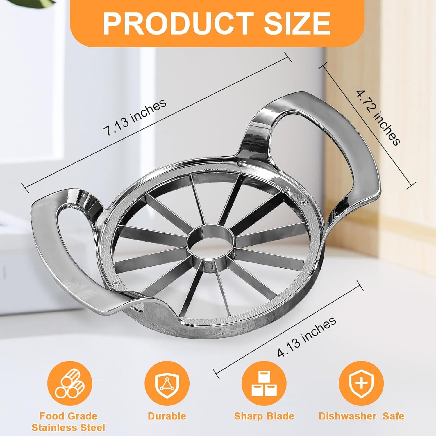 Dimensions of the Obsoorth extra-large apple slicer and corer