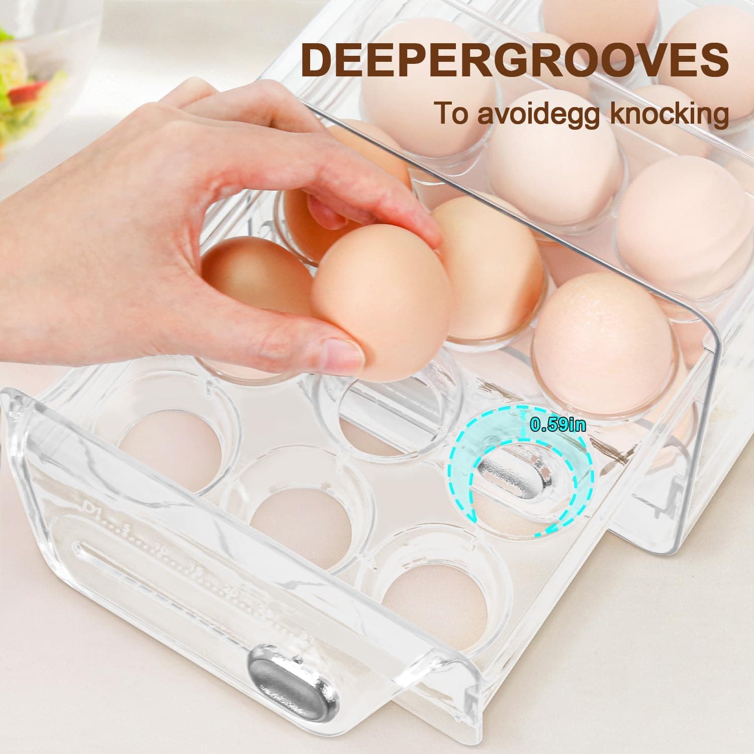 Obsoorth refrigerator egg organizer detail view 2