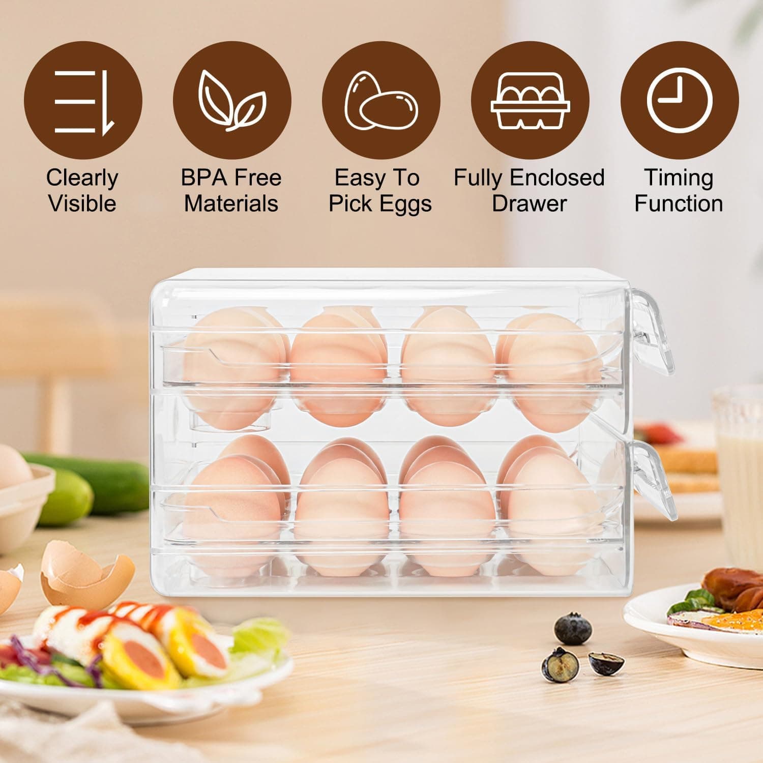 Obsoorth refrigerator egg organizer detail view 3