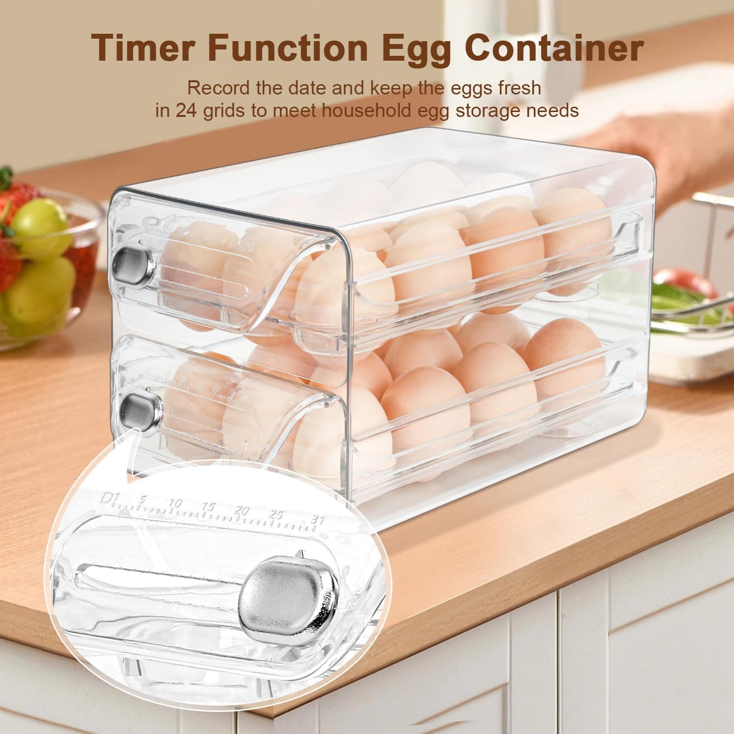Obsoorth refrigerator egg organizer detail view 4