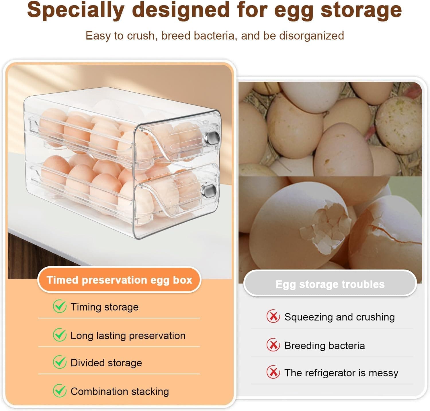 Obsoorth refrigerator egg organizer detail view 6