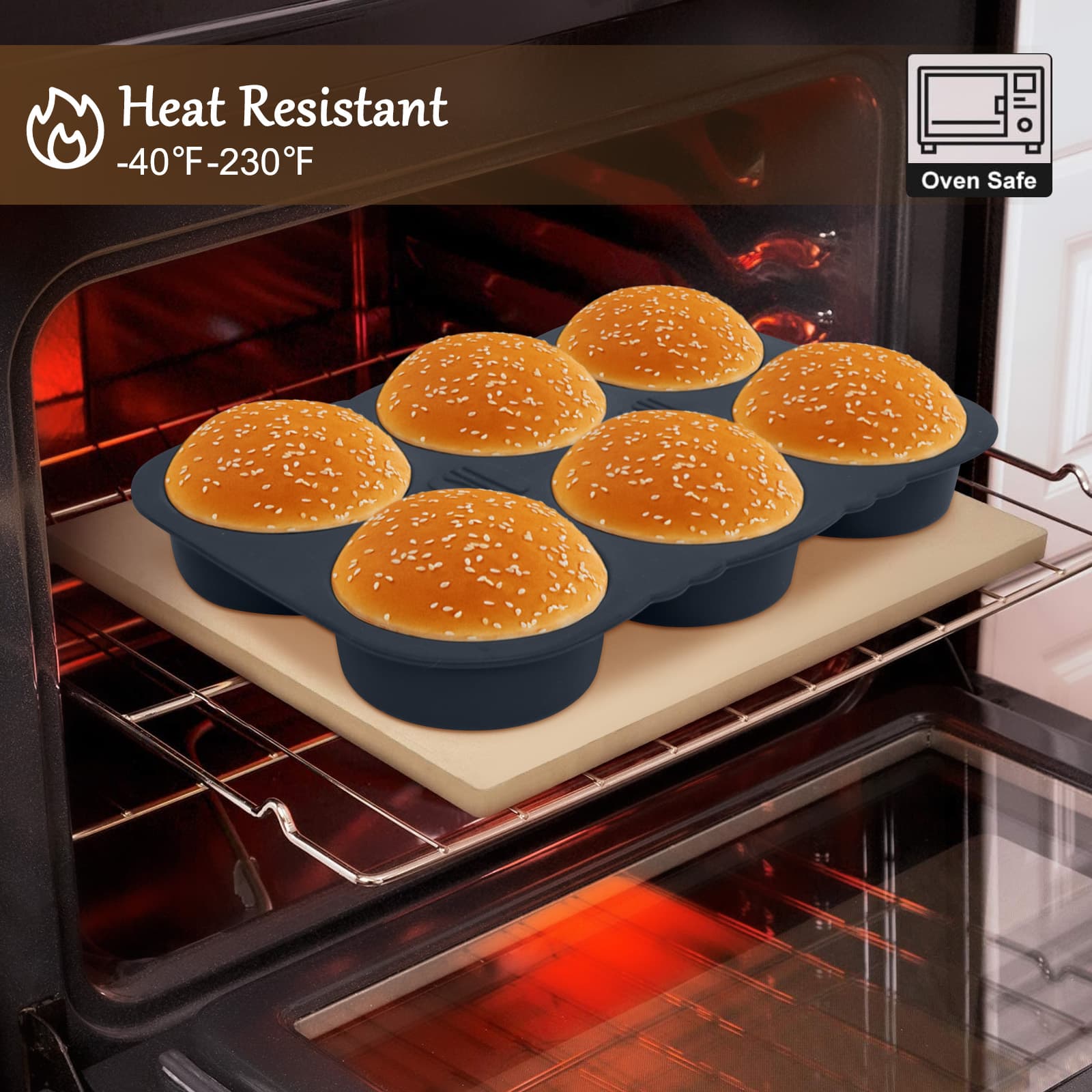 Obsoorth silicone hamburger bun pan detail view 3