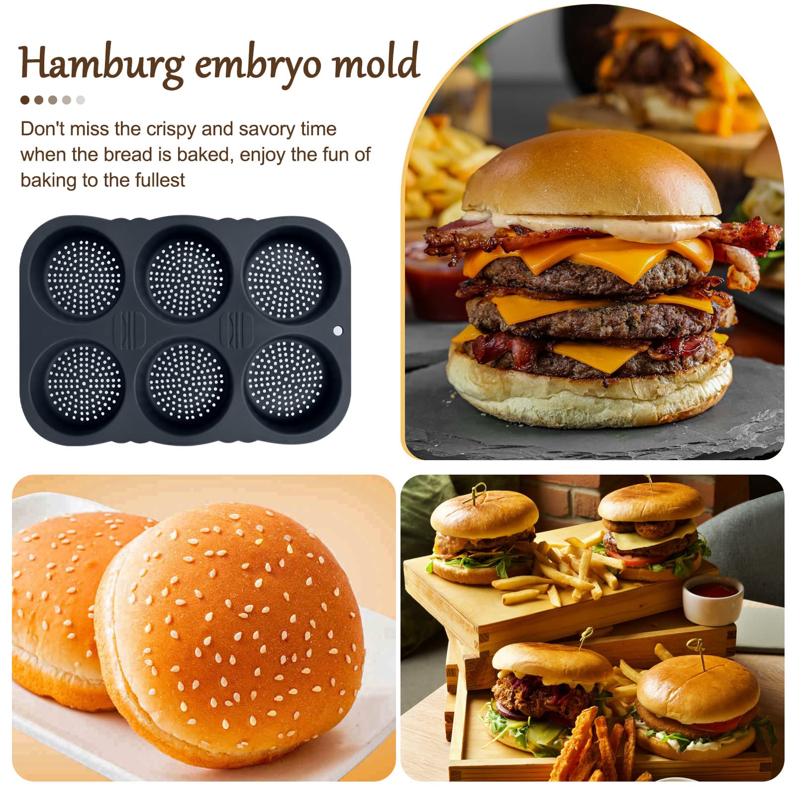 Obsoorth silicone hamburger bun pan detail view 4