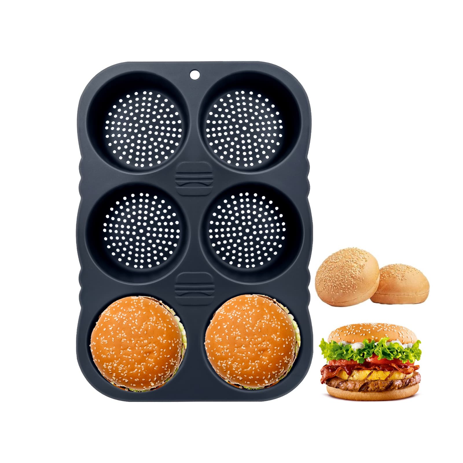 Obsoorth 6-cavity silicone hamburger bun pan