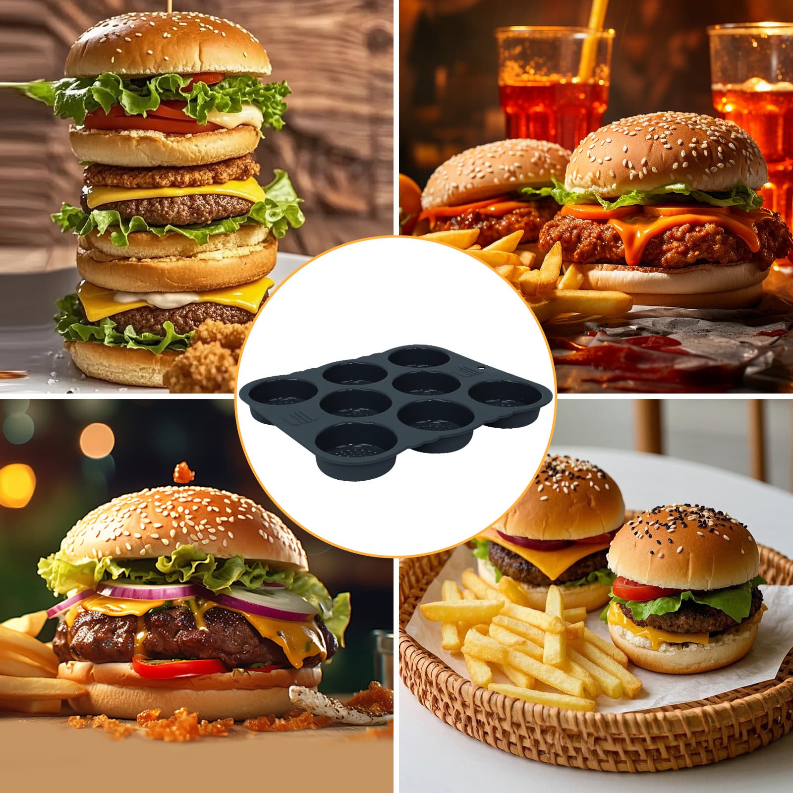 Mini hamburger and slider serving ideas for the Obsoorth bun pan