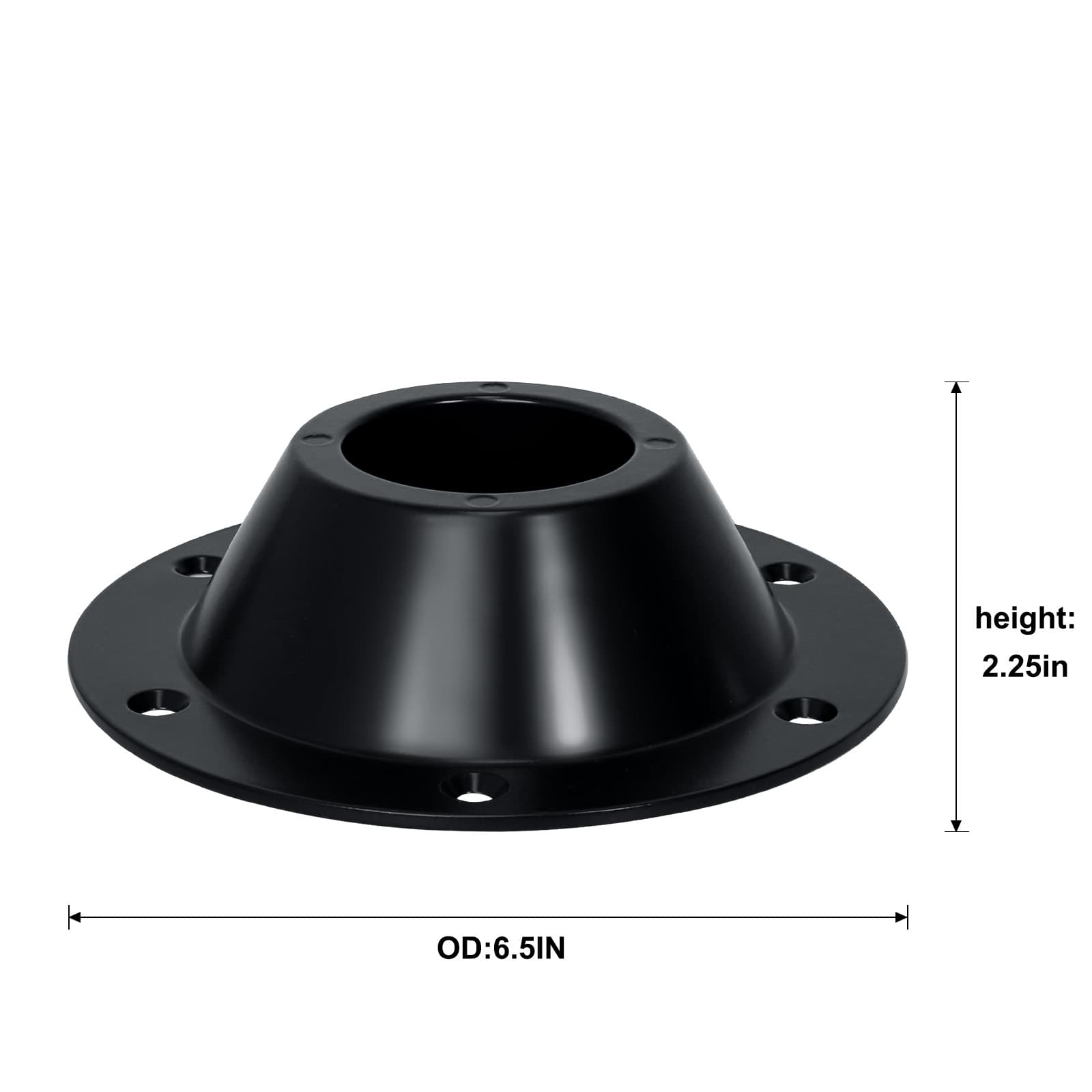 Dimensions of the black Obsoorth RV pedestal table base mount