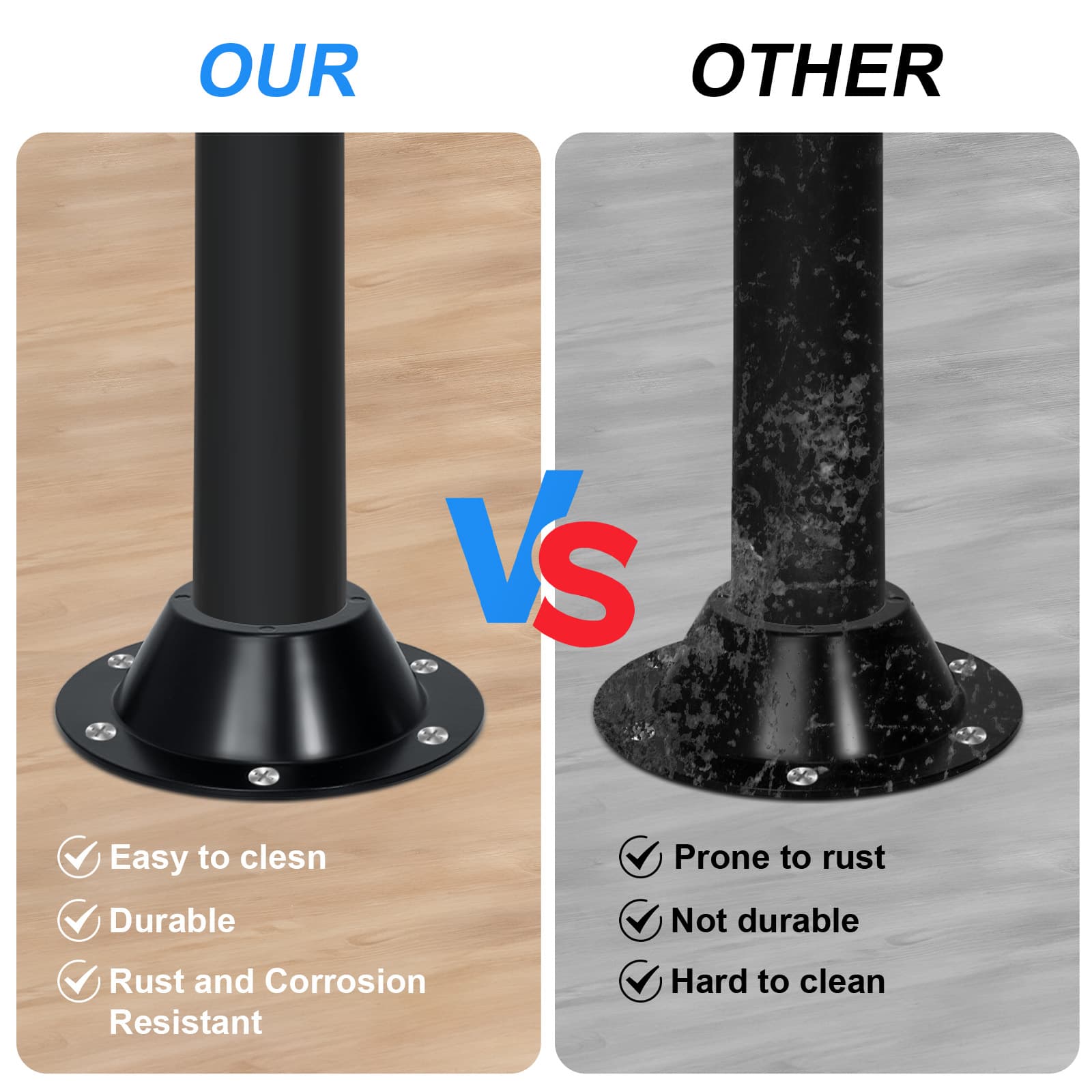 Black Obsoorth RV table base with corrosion-resistant finish