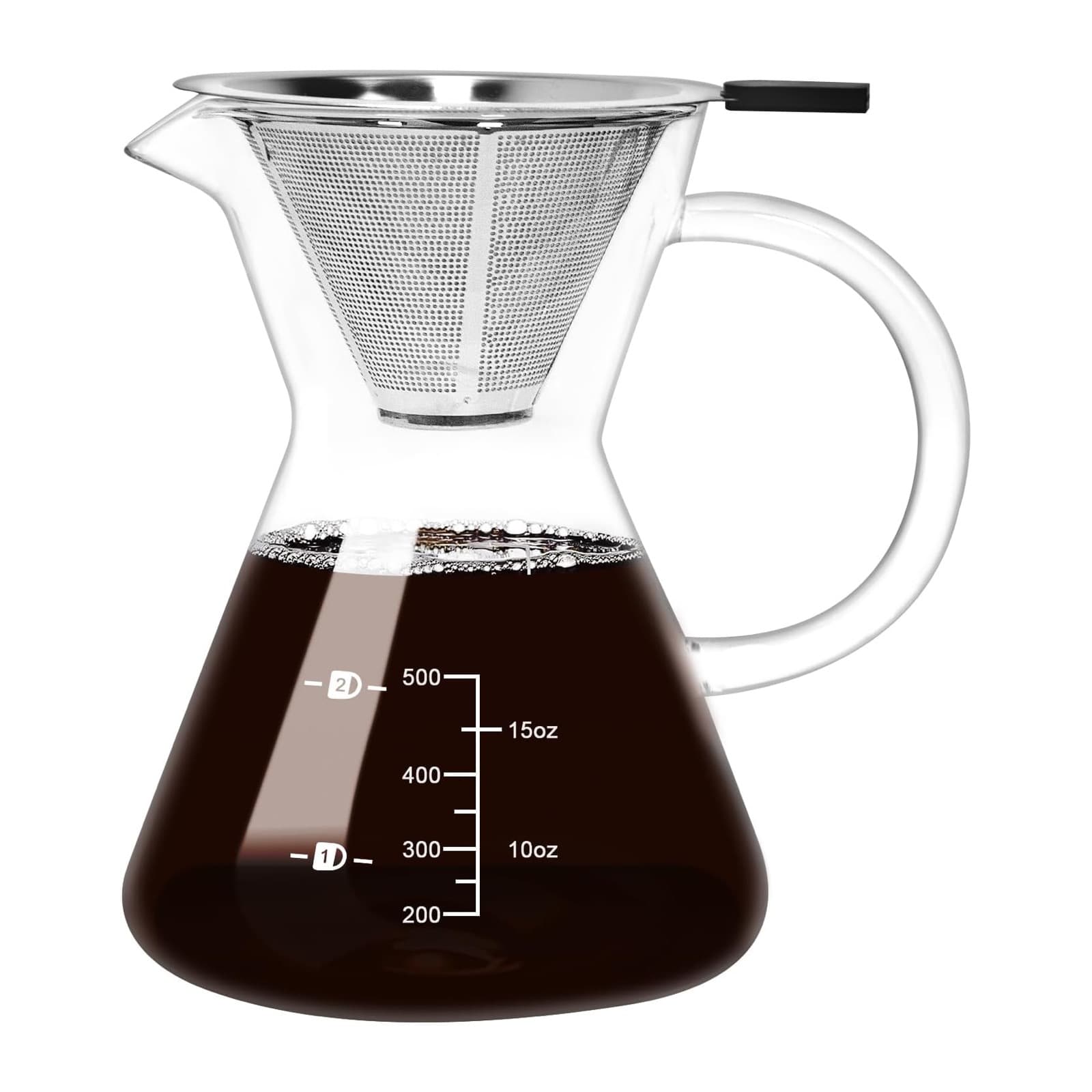 Obsoorth 17 oz glass pour over coffee maker with reusable stainless steel filter