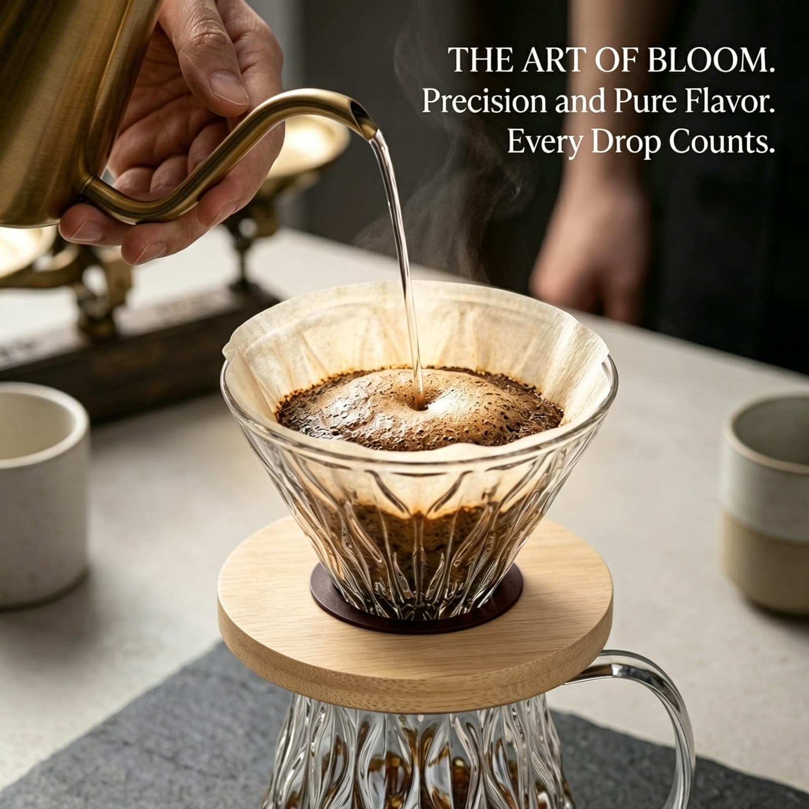 Coffee blooming in the Obsoorth glass pour over dripper