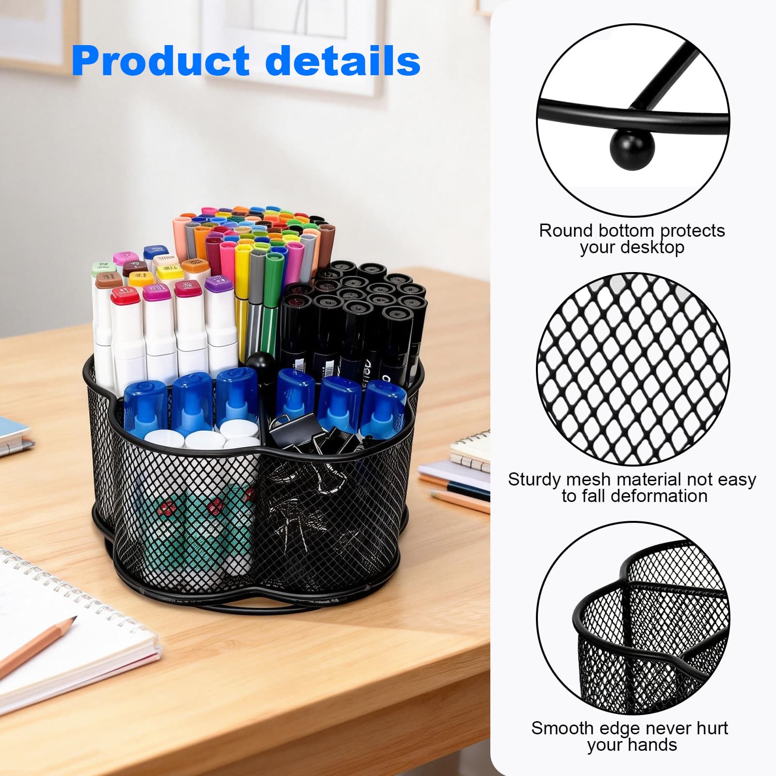 360-Degree Rotating Mesh Pen Organizer detail view 3