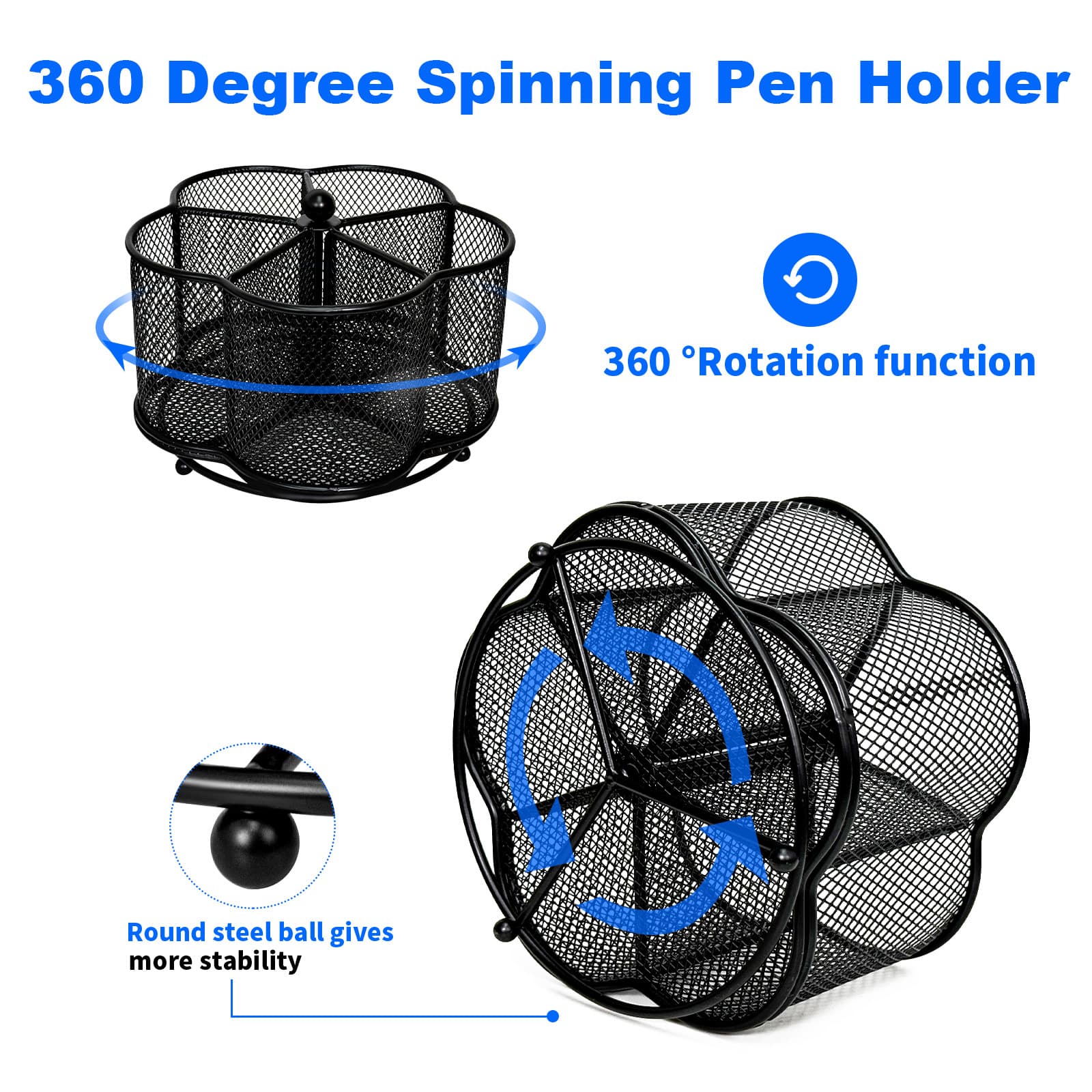 360-Degree Rotating Mesh Pen Organizer detail view 5